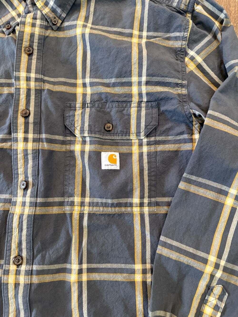 Carhartt Men's Loose Fit Midweight Plaid Long Sleeve Button Down Shirt - Picture 2 of 5